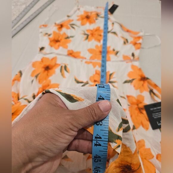 Lulu's Zahara White and Orange Floral Print Midi Dress Size Large - Picture 9 of 11